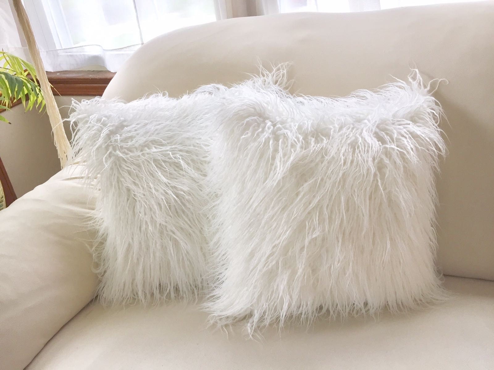 Luxury White Faux Fur Pillow Christmas Winter Decorative Etsy
