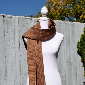 Comfy Tan, Red, and Black Houndstooth -- 100% Cotton Scarf