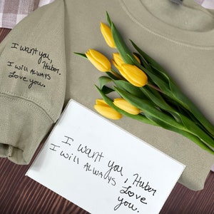 CUSTOM Handwriting Embroidery Sweatshirt, Personalized Handwriting Hoodie For Couples Matching, Gift For Him Her,Anniversary Gift idea