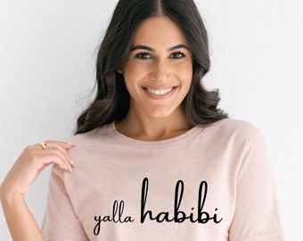 Yalla Habibi Arabische Schrift Unisex T-Shirt