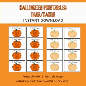 Halloween Gift Tags, Halloween Tags Printables, Halloween Printables, Hello Pumpkin, Halloween Goody Bag Tag, Party Favor