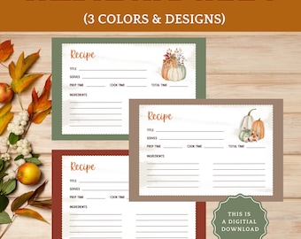 Printable Pumpkin Recipe Cards: Autumn Baking (PDF Download)