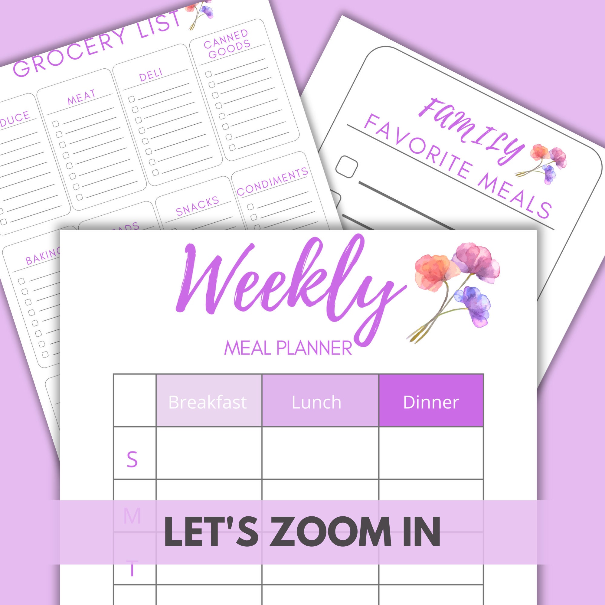 Weekly Meal Planner Printable: Grocery Shopping List (PDF) - Etsy
