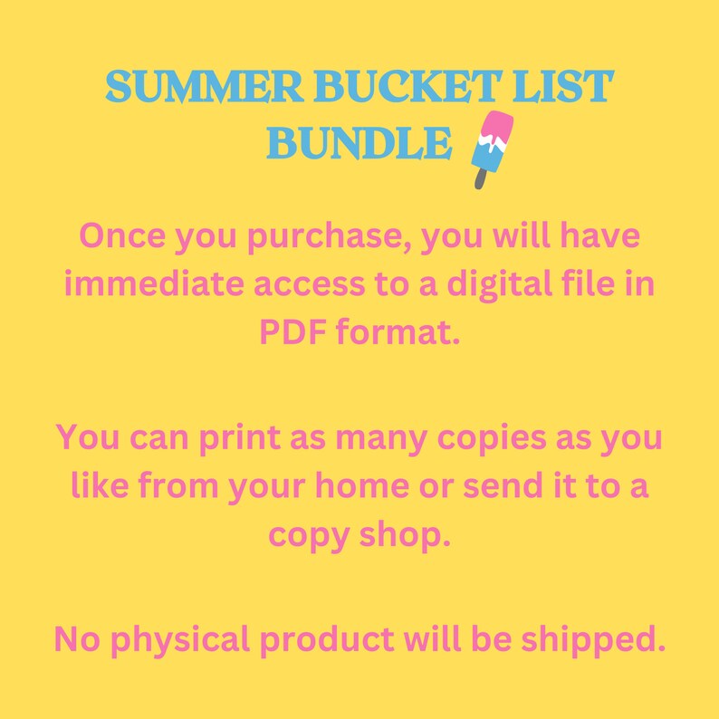 Summer Bucket List Printable Summer Bucket List Summer Etsy