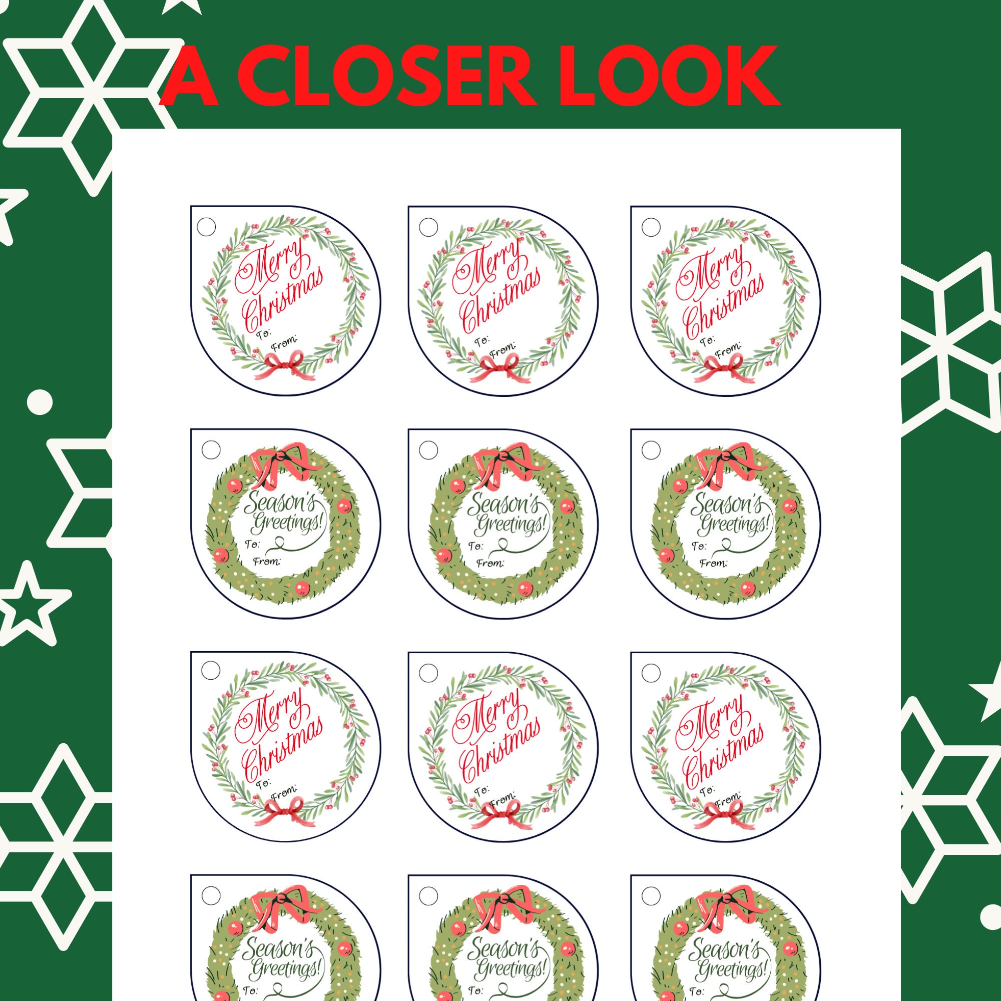 Printable Christmas Gift Tags Seasons Greatings Gift Tags Merry ...