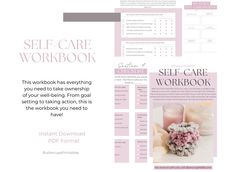 Self-care workbook, self-care journal, gratitude tracker, habit tracker, wellness tracker, planner, self-care planner, daily planner image 1