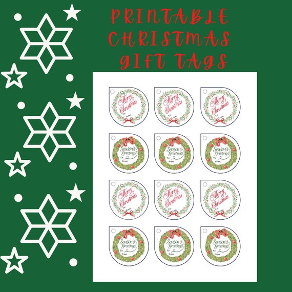 Printable Christmas Gift Tags Seasons Greatings Gift Tags - Etsy