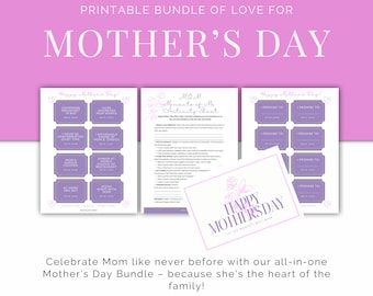 Mother's Day Gift, Mother's Day Gift Bundle, Mother's Day Printable Card, Mother's Day Printable Coupons, Gift for Mom, Gift for Her