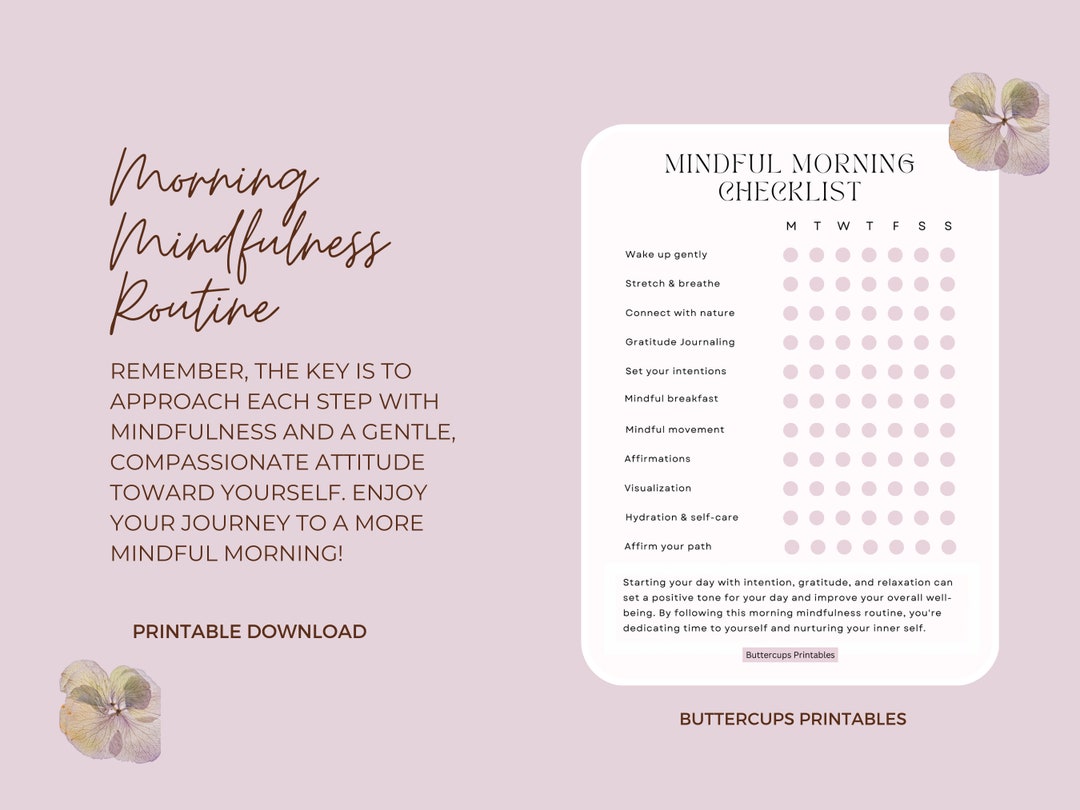 Mindful Morning Checklist: Daily Routine Guide (PDF) - Etsy