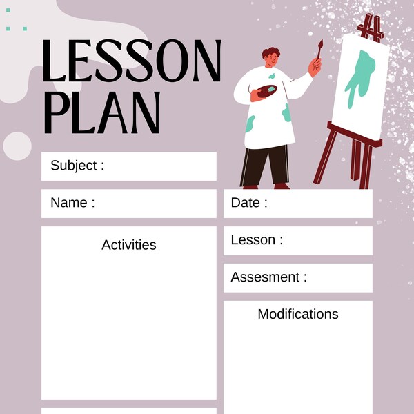 Art Class Lesson Plan Template Etsy