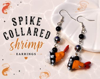 Spiky collar beaded shrimp handmade earrings jewelry gift