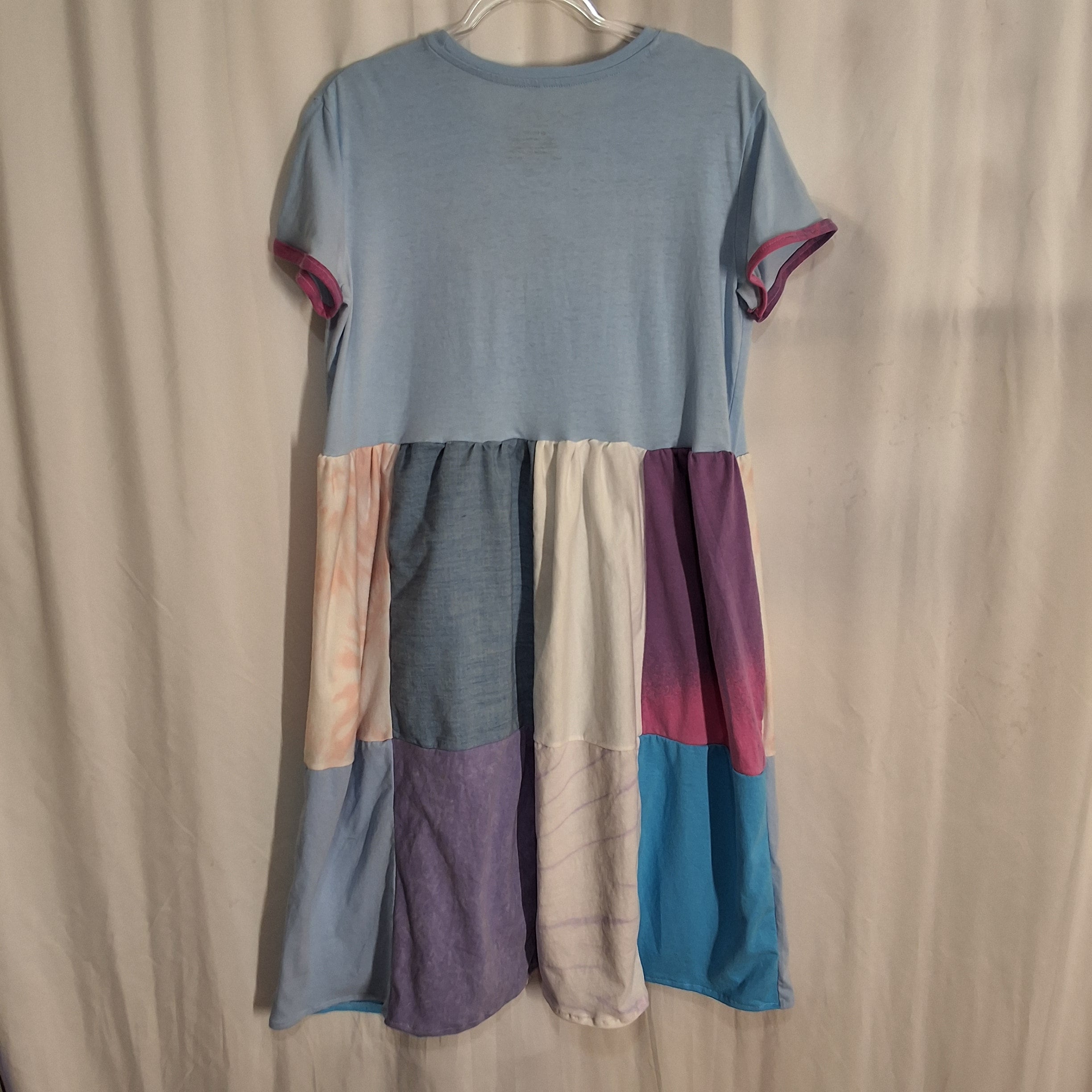 Patchwork ACDC Dress Upcycled T-shirt Dress W Pockets Beachy Colorful ...