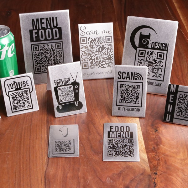 Metal QR code for Restaurants, Menus, Consent form, WIFI, Social links, Stainless steel, reusable, Eco friendly, Customizable Design, Unique