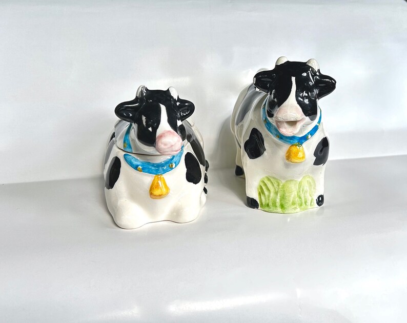 Vintage Cow Creamer and Sugar Set Etsy