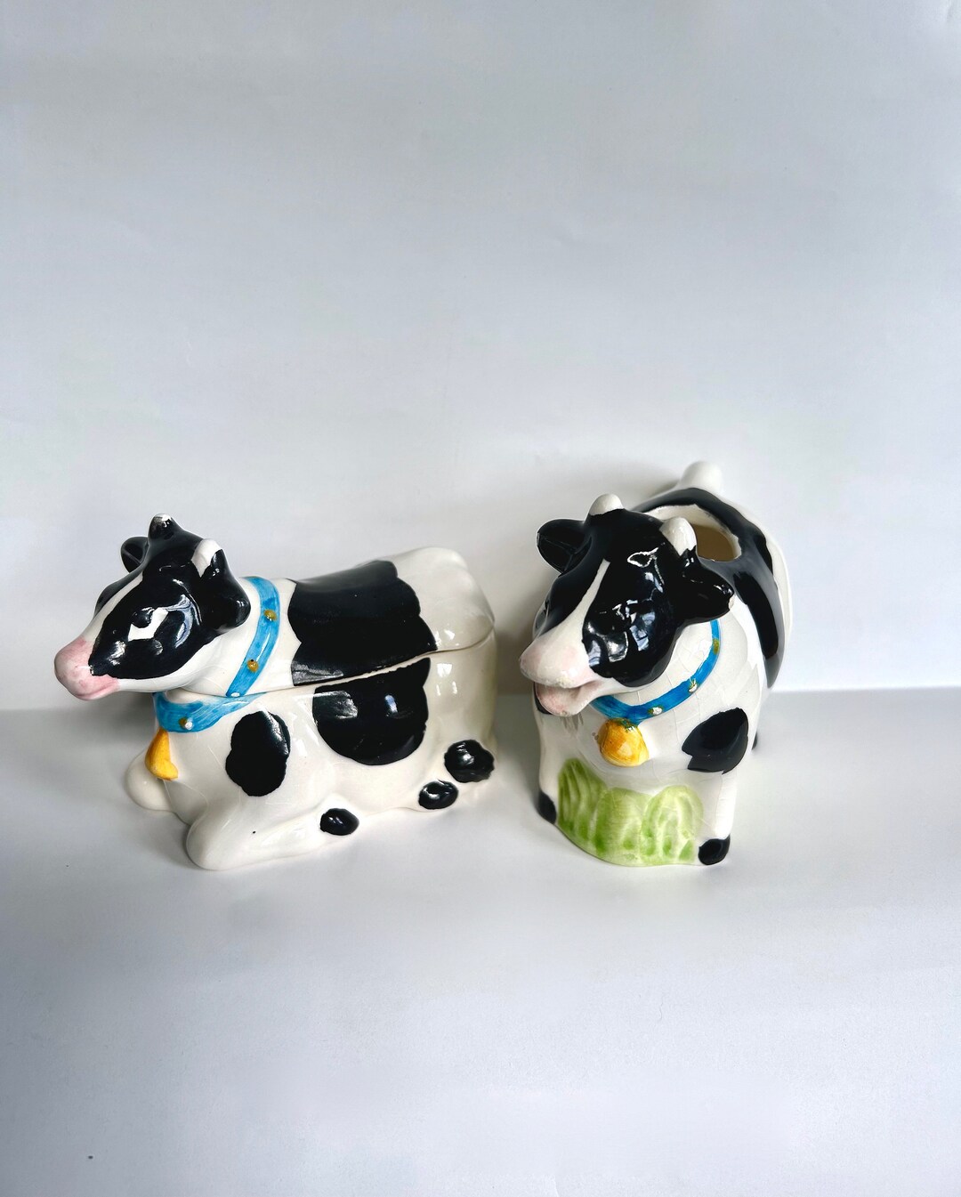 Vintage Cow Creamer and Sugar Set Etsy