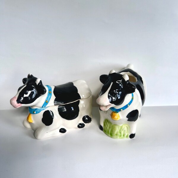 Cow Creamer and Sugar Set Etsy