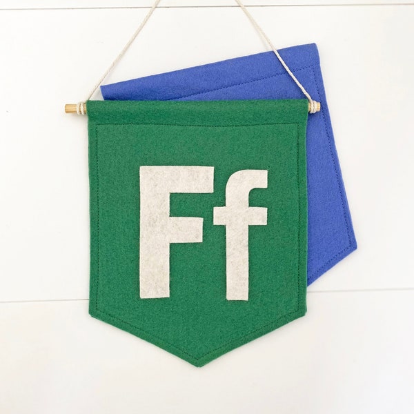 Felt Hanging Banner with Custom Lettering | Monogram or Initials - Personalized Felt Flag Decoration for Baby Nurseries and Kids Rooms