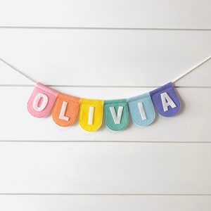 Scallop Felt Banner with Custom Lettering - Personalized Decor for Baby Nurseries and Kids Rooms | Name Bunting Banner