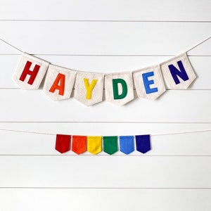 Felt Banner with Custom Lettering - Personalized Flags for Baby Nursery and Kids Rooms | Names or Words