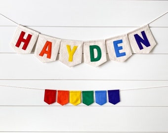 Bandera de fieltro con letras personalizadas - Banderines personalizados para la habitación del bebé y las habitaciones infantiles / Nombres o palabras