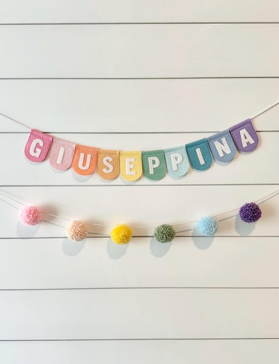Scallop Felt Banner with Custom Lettering - Personalized Decor for Baby Nurseries and Kids Rooms | Name Bunting Banner