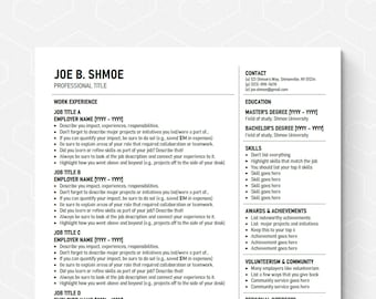 Modern Resume Template | ONLY 0.75 | SIMPLE and EASY to use | Professional Template | Job Application | Digital Download |