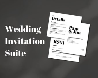 Wedding Invitation Suite Templates | Minimalist | Minimal | Elegant | Invite | Details | RSVP | Invite | Sign | Customize | Personalize
