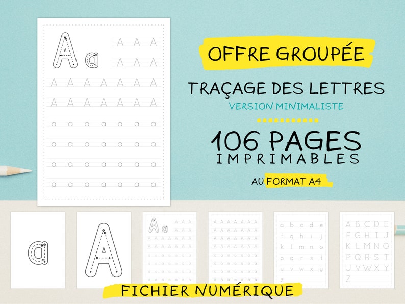 106 Printable Practice Sheets Learning to Draw Letters From A to Z A4