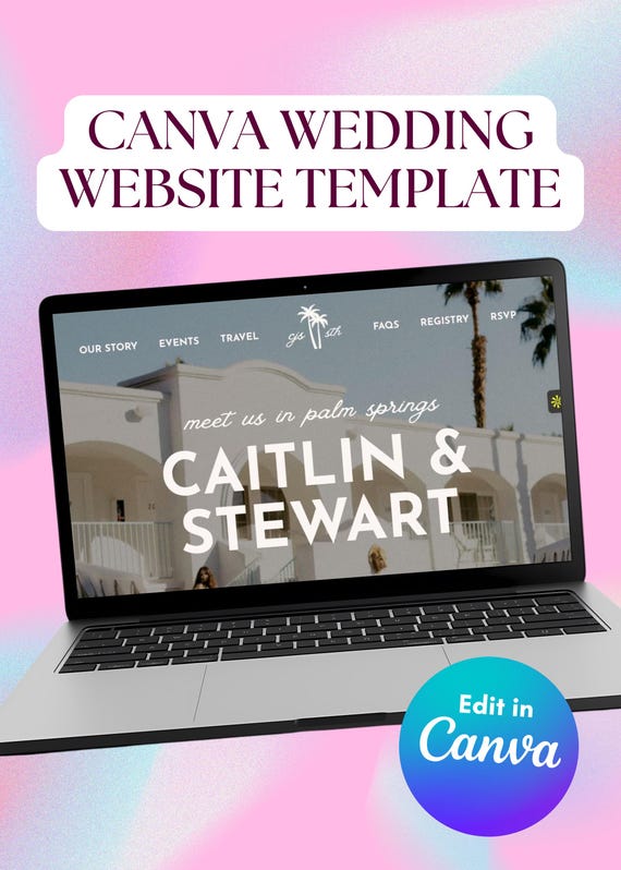 Editable 6-Page Wedding Website Template | Canva, RSVP, Registry Links (Digital Download)
