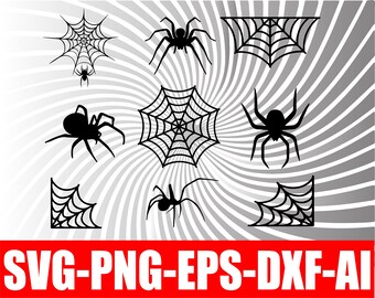 Spiders! Spider Webs BUNDLE -Svg Png Eps Dxf Ai - Digital files