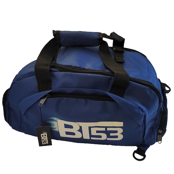 BT53 Versatile Sports Duffle Bag Ideal for Gym, Outdoor Activities, Travel Quality Design, Ample Storage  with Shoe Compartment (Blue)