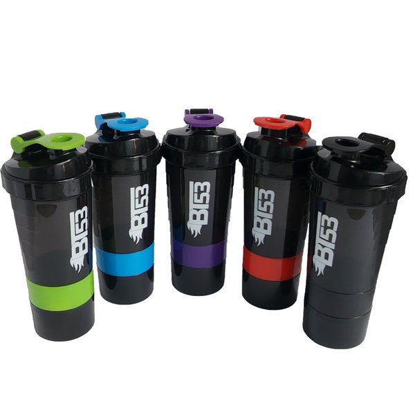 BT53 Protein Blender Shaker Bottle Your Ultimate Protein Beast with Powder Storage & Pill Organizer. Perfect Gift for Gym Lovers (5  colors)