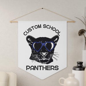 Mascot Custom School Spirit Classroom Decor Gift for teacher Appreciation Panthers Mascot Pennant Back to School gift for Boy Dorm Decor