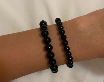 100% All Natrual Black Onyx Gemstone Bracelet
