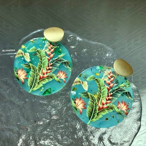 Big Palm Tree Earrings · Rainforest Earrings · Emboss Acrylic Earrings · Plant Lover Gift · Gift for her