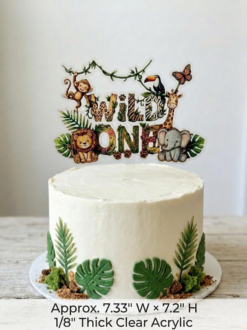 Wild ONE Cake Topper, Jungle Safari First Birthday Cake Topper, One ...