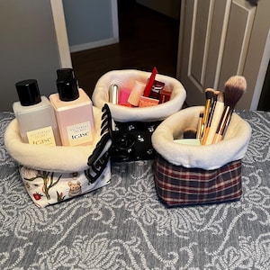 sewn bucket bag / vanity bucket / cosmetic organizer / vanity organizer
