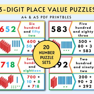 Fun Math Game for Children and Teachers - Place Value Math Puzzle Game - PDF Printable - Digital Product