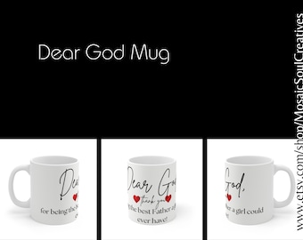 Dear God Mug, Religious Ceramic Cup, Housewarming Gift for Women