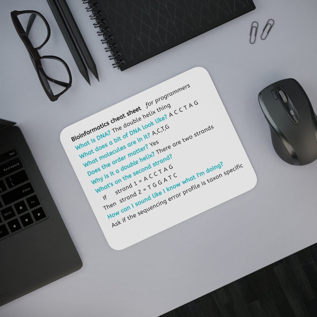 Bioinformatics Cheat Sheet for Programmers / White / Mouse Pad - Etsy