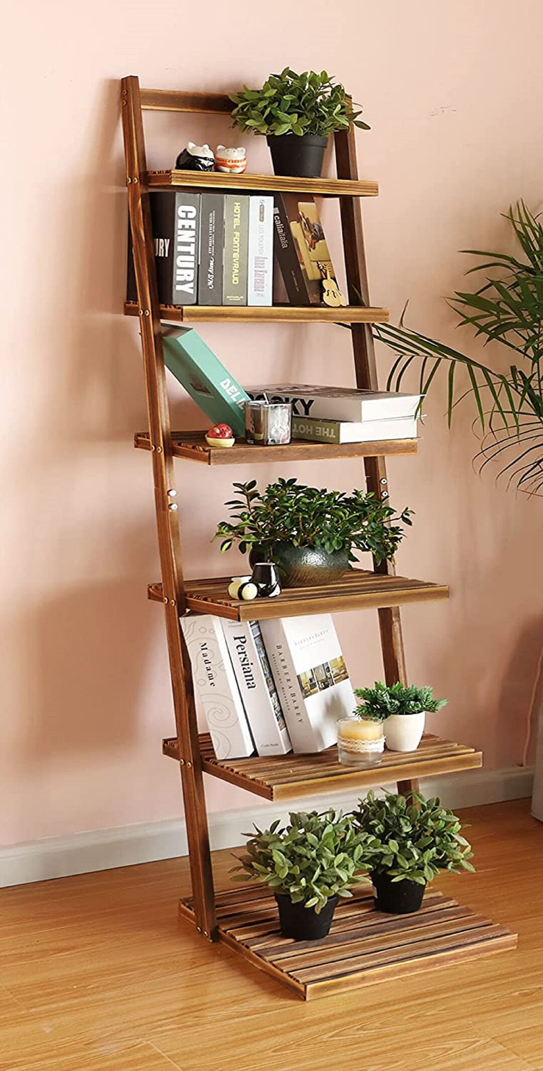 6tier Wooden Shelves Ladder Shelfplant Stand Storage Etsy