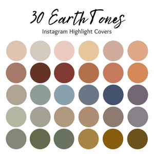 30 Earth Tones Instagram Highlight Covers | Neutral Natural Nature Colors | IG Story Cover Icons | Branding Color Palette