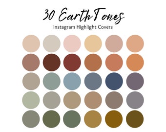 30 Earth Tones Instagram Highlight Covers | Neutral Natural Nature Colors | IG Story Cover Icons | Branding Color Palette