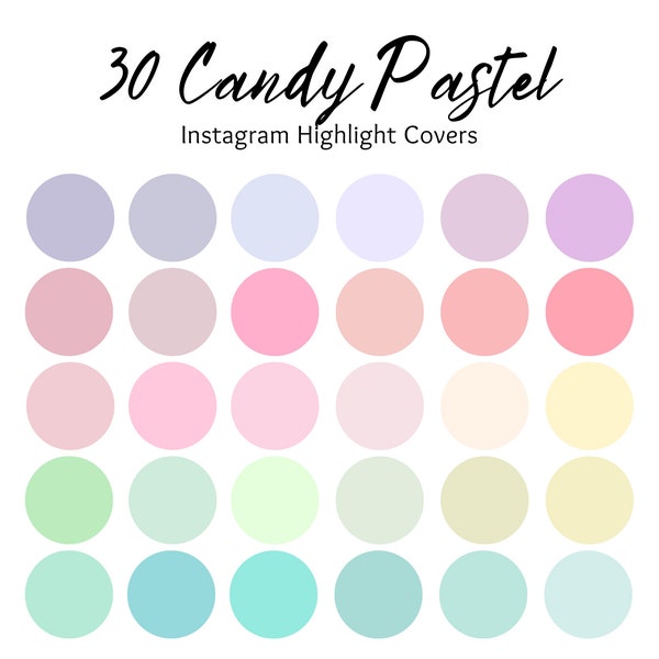 30 Candy Pastel Instagram Highlight Covers | Rainbow Bright Pastels | IG Story Cover Icons | Branding Color Palette