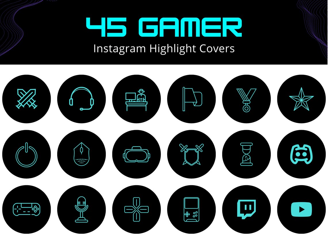 45 Gamer Instagram Highlight Covers Streamer Gaming 4x Colors IG Story ...