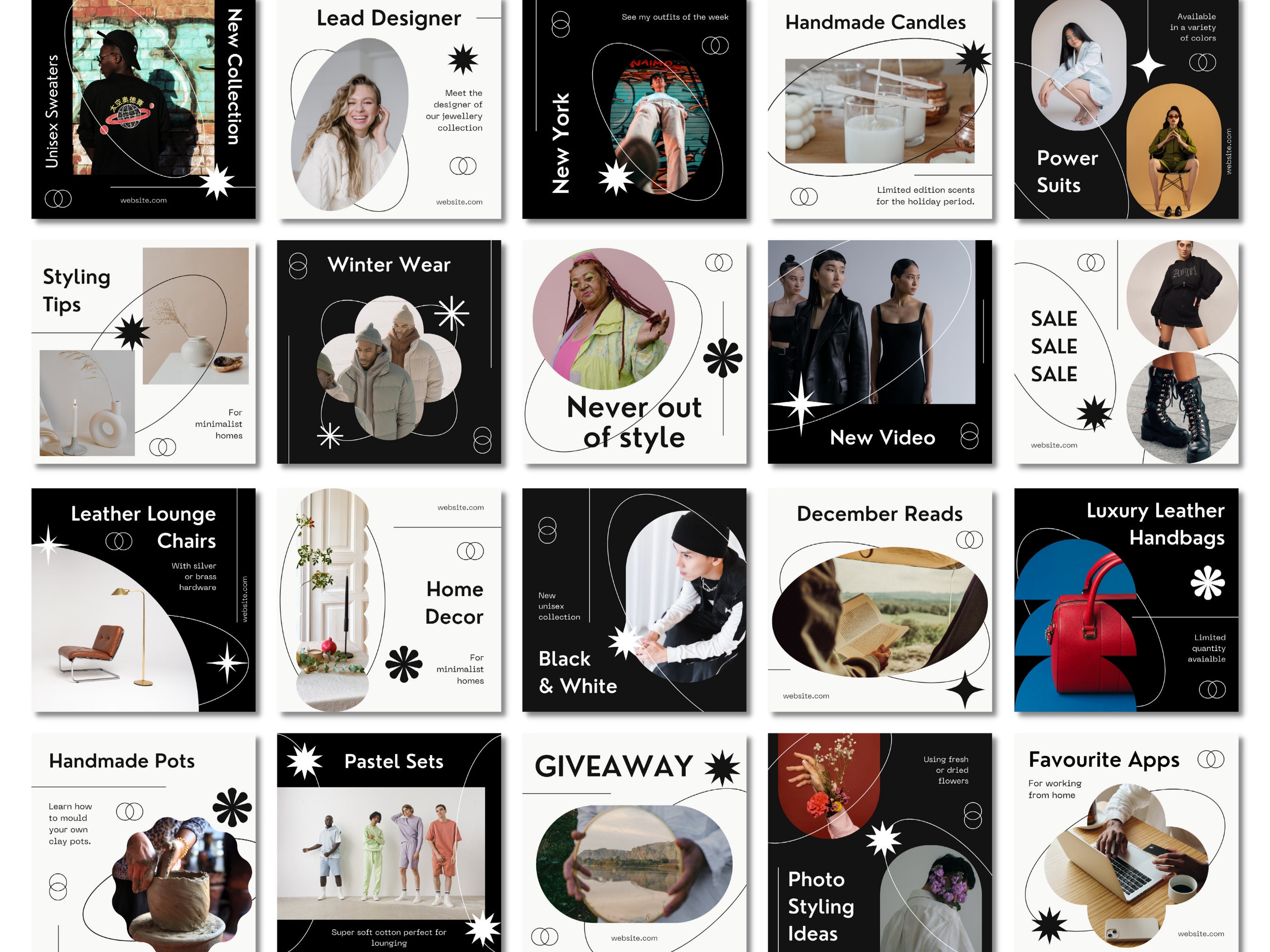 50 Black & White Minimalist Line Instagram Post Templates | Simple ...