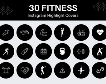 30 Fitness Instagram Highlight Covers | Personal Trainer Gym | 6x Colors - Green Blue White Orange Yellow Red |  IG Story Cover Icons