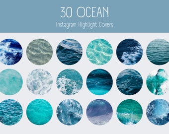 30 Ocean Waves Instagram Highlight Covers | Blue Sea Foam | IG Story Cover Icons | Blue Highlight Covers | Icons for Instagram
