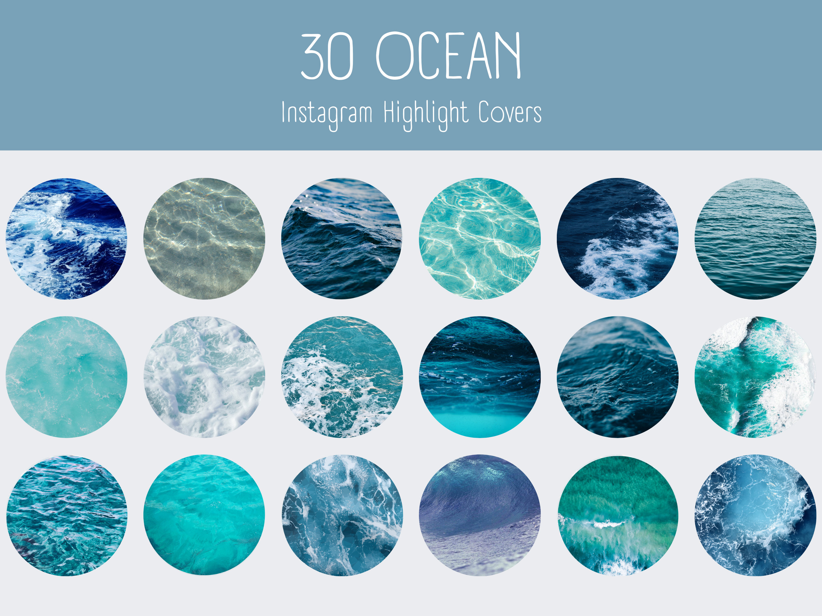 30 Ocean Waves Instagram Highlight Covers Blue Sea Foam IG Story Cover