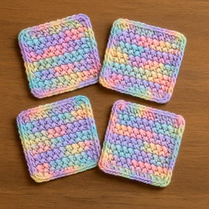 Custom Crochet Drink Coasters - Handmade Set of 4 - Colorful Home Decor ...